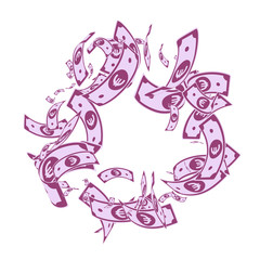 European Union Euro notes falling. Messy EUR bills