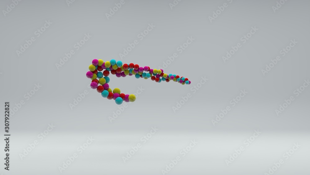 Poster 3d illustration of many colored balls of different sizes on a white background. vitamins in space, a