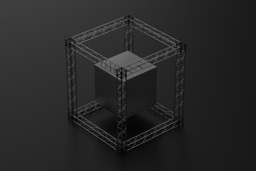 Steel reinforcement with dark background, 3d rendering.