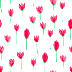 Flower watercolor seamless pattern background design. Vector illustration.