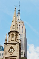 Fototapeta na wymiar Two towers in parallel, NYC view