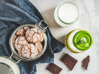 Fresh, fragrant handmade cookies. Close-up, side view. Tasty and healthy eating concept