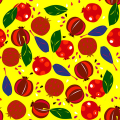 tropical fruits summer seamless pattern. Abstract design  pomegranate