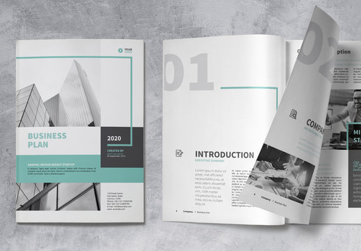 Business Brochure Layout with Turquoise Accents