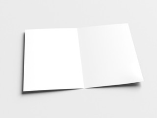Booklet design template. Folded paper sheet. Document mockup.