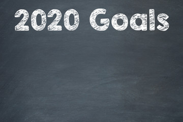 Obraz premium New Year 2020 Goals on Blackboard Background. New year concepts.