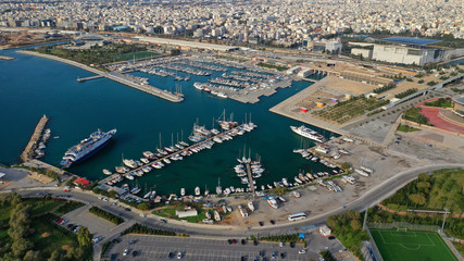 Aerial drone photo of famous port and Marina of Faliro or Phaleron in South Athens riviera, Attica,...
