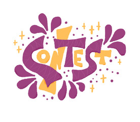 Contest text. Hand drawn word. Vector illustration.