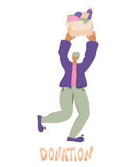 Donation concept. Young man hold a donation box.