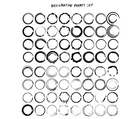 Set of black frames. Empty borders. Vector signs.