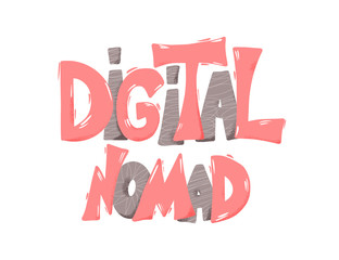 Digital nomad text emblem with decor Vector design