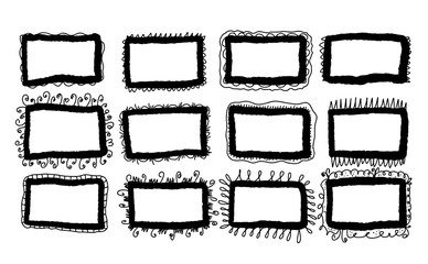 Set of hand drawn frames. Vector illustration.