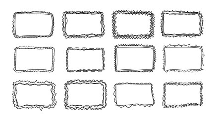 Set of hand drawn frames. Vector illustration.