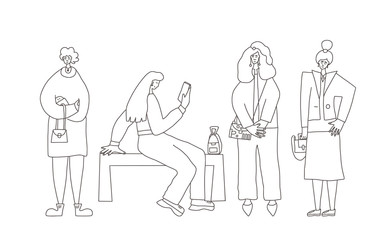 Girls characters isolated. Vector cute falt woman.