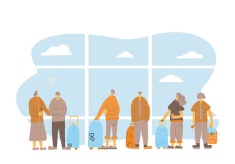 Obraz premium Travel people stand full length Vector flat design