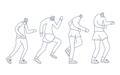 Runner. Old person jogging isolated. Vector design