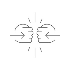 Vector illustration of icon isolated in a modern style, depicting two fists hitting