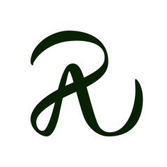 RA - isolated monogram, calligraphic logo template. Creative vector logo design. White background.