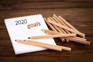 Business concept of top view 2020 goals list