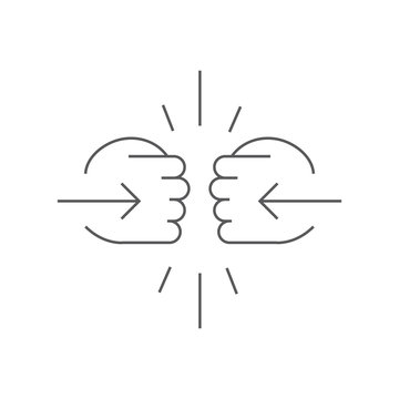 Vector illustration of icon isolated in a modern style, depicting two fists hitting
