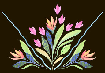 Stylized floral element for ornament