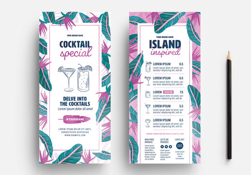 Tropical Cocktail Menu Flyer Layout