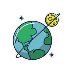 moon orbiting earth line and fill image