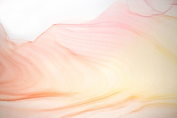 Alcohol ink sea texture. Contemporary art. Abstract art background. Multicolored bright texture. Fragment of artwork. Modern art. Inspired by the sky, as well as steam and smoke. Trendy wallpaper.