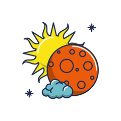 moon sun cloud weather line and fill image