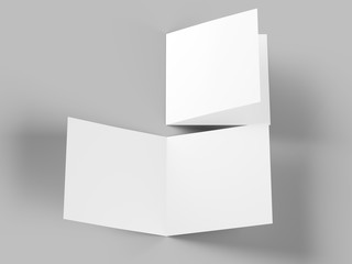 Brochure in square format folded to two - mockup. 3d illustration