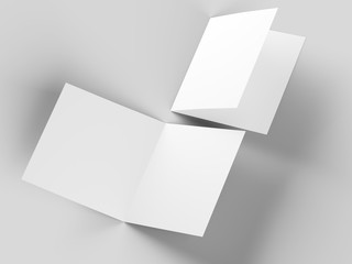 Brochure in square format folded to two - mockup. 3d illustration
