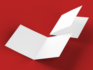 Brochure in square format folded to two - mockup. 3d illustration