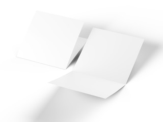 Brochure in square format folded to two - mockup. 3d illustration