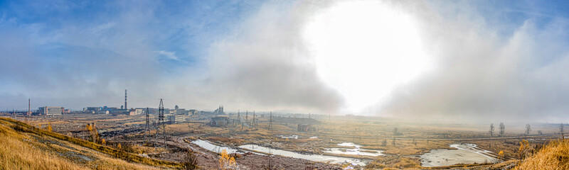 Panorama of the industrial area in the fall afternoon