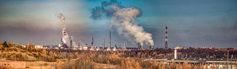 Panorama of the industrial area in the fall afternoon