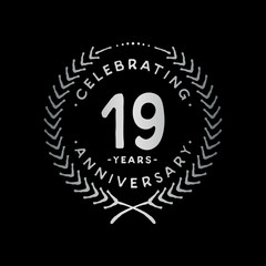 19 years design template. 19th vector and illustration.