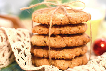 Handmade cookies on a rustic napkin.