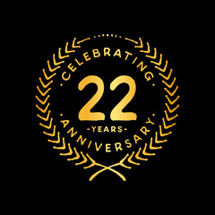 22 years design template. 22nd vector and illustration.
