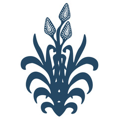 Simple botanical element, grass, shrub, flower. Graphic element. Vector, isolated.