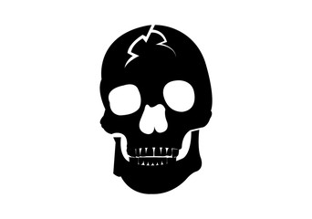 broken skull icon on white