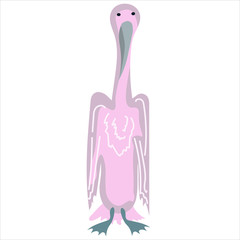 Pink albatross bird, toy. Vector, isolated, graphic element.