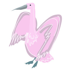 Pink bird simple design, graphic element. Vector, isolated.