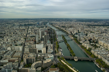 Fototapeta premium Paris and Seine from above