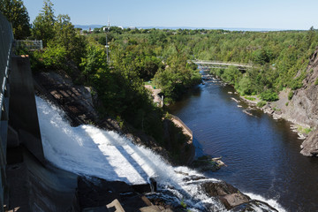 Chutes de la rivière du Loup et barrage électrique, Rivière-du-Loup, QC, Canada. Waterfall and...