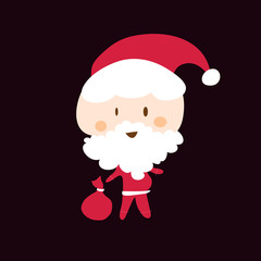 Santa claus with bag of gifts and a cute little belly