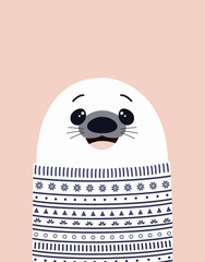 card with cute seal