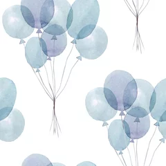 Foto auf Acrylglas Handgezeichnetes nahtloses Muster mit Aquarellballonen. Aquarellillustration. Es kann für Tapeten, Stoffdesign, Textildesign, Cover, Geschenkpapier, Banner, Karten, Hintergrund verwendet werden, © Tatiana 