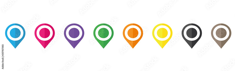 Poster set of map pointers isolated on a white background