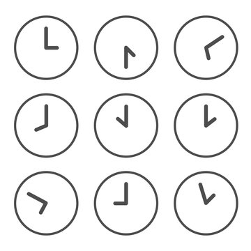 Set of clocks for every hour