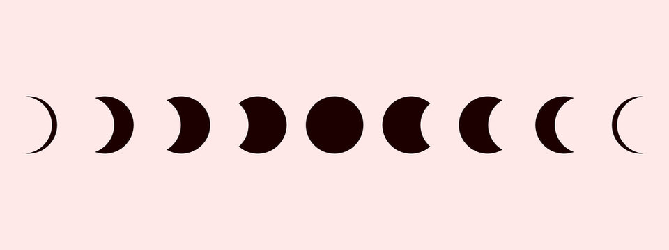 Moon phases astronomy icon set Vector Illustration on the white background.